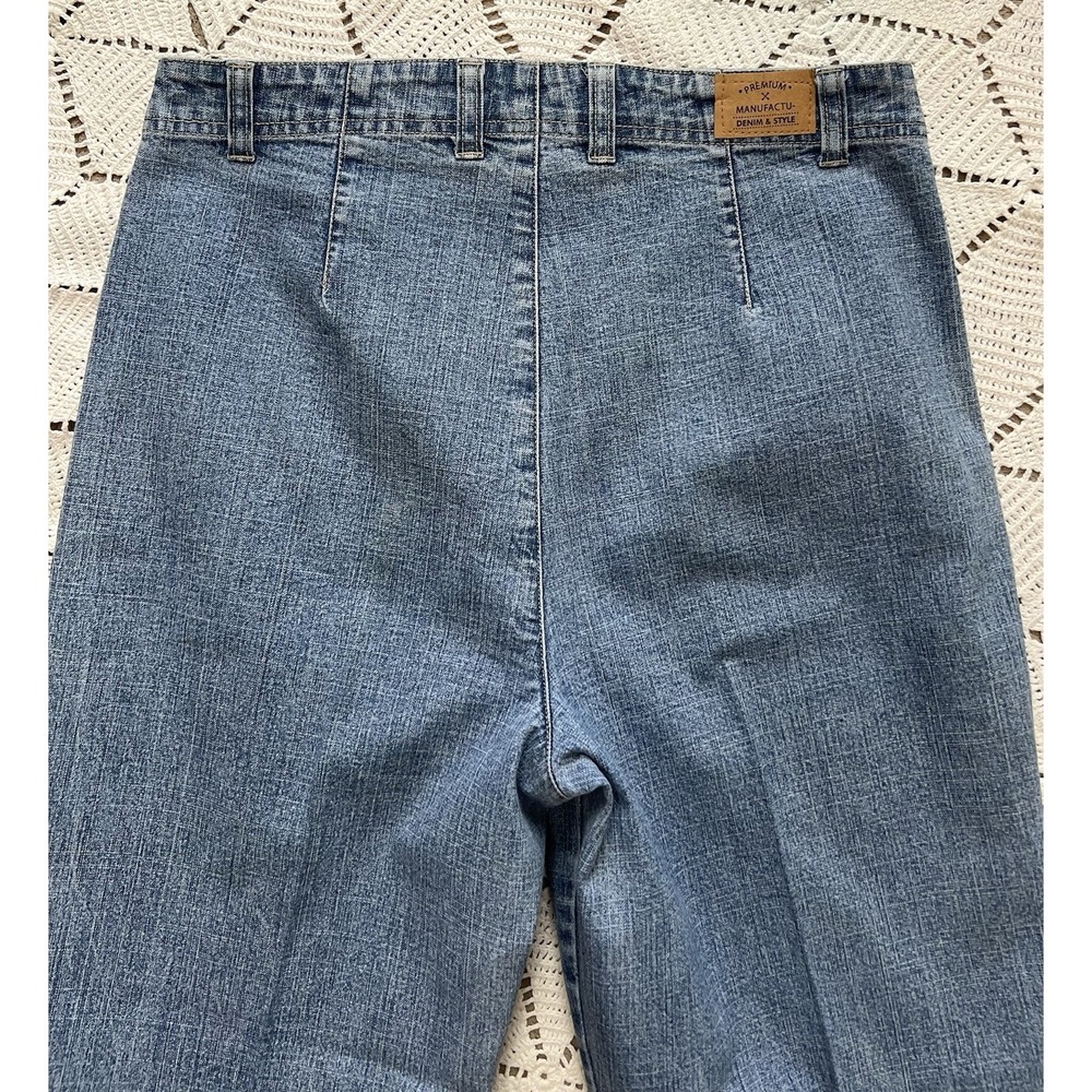 Y2K Embroidered Floral Cropped Jeans Mid Rise Artsy Cottage Size 10 98% Cotton - Picture 7 of 11